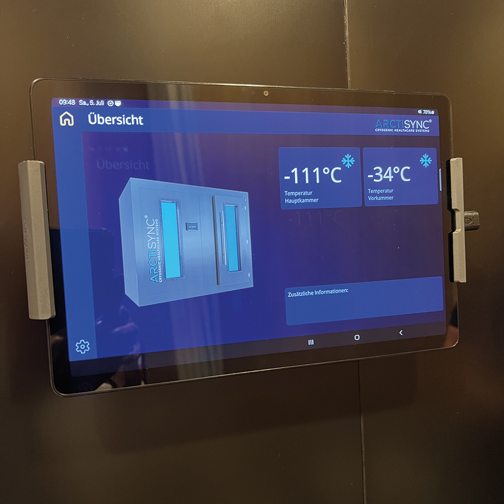 Kyrotherapie: Gradanzeige mit minus 11 °C und -34 °C