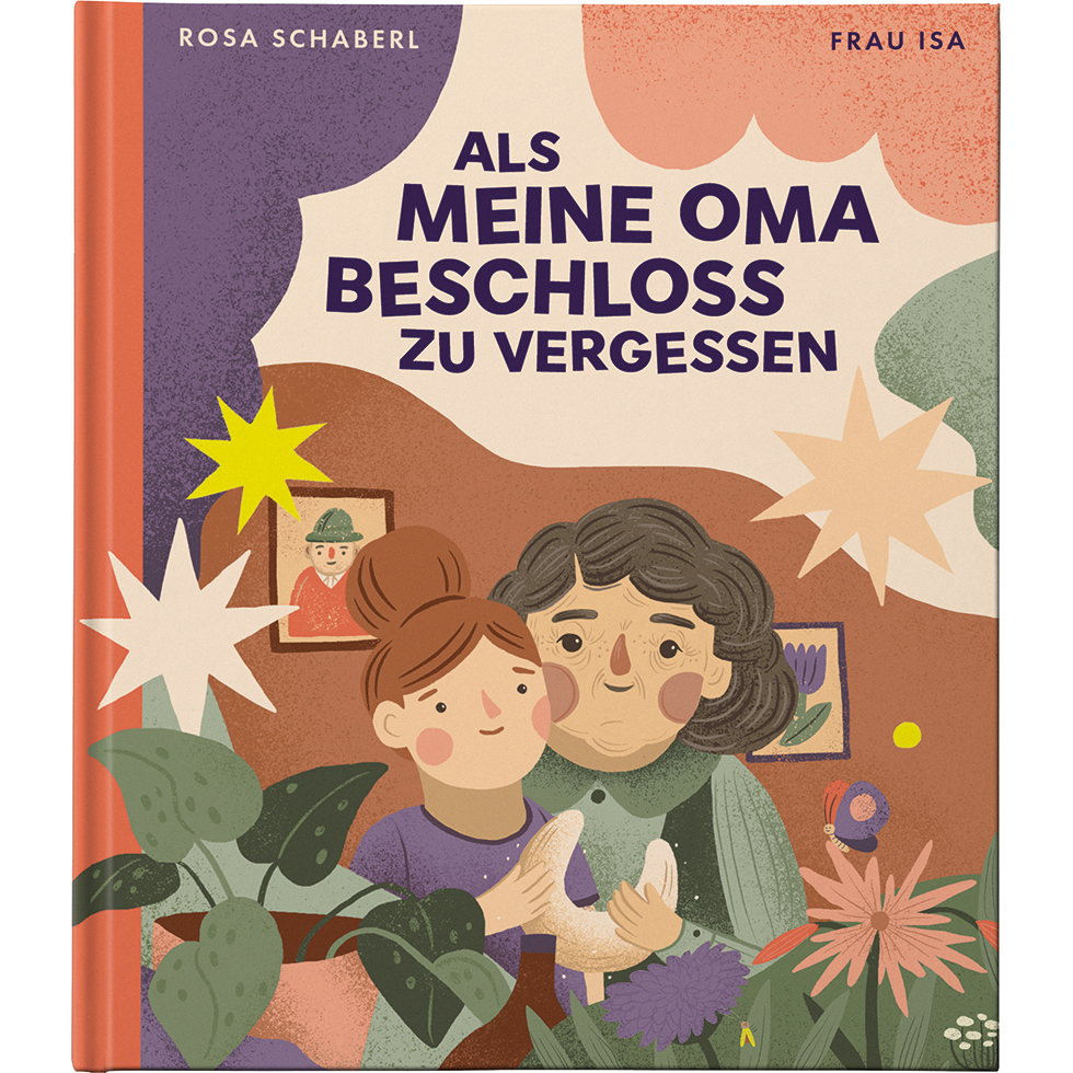 Buchcover eines Kinderbuches mit einer Omi und einem Mädchen mit einem großen Vanillekipferl in den Händen