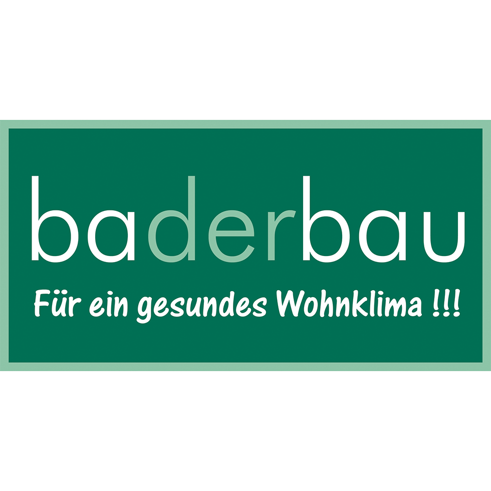 baderbau Logo mit Slogan Für ein gesundes Wohnklima