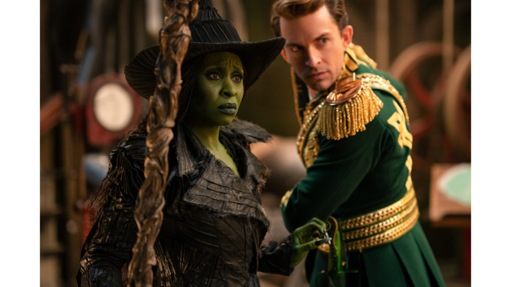 Cynthia Erivo is Elphaba and Jonathan Bailey is Fiyero in WICKED FOR GOOD, directed by Jon M. Chu.