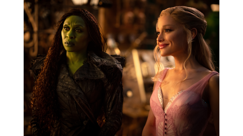 Cynthia Erivo is Elphaba and Ariana Grande is Glinda in WICKED FOR GOOD, directed by Jon M. Chu.