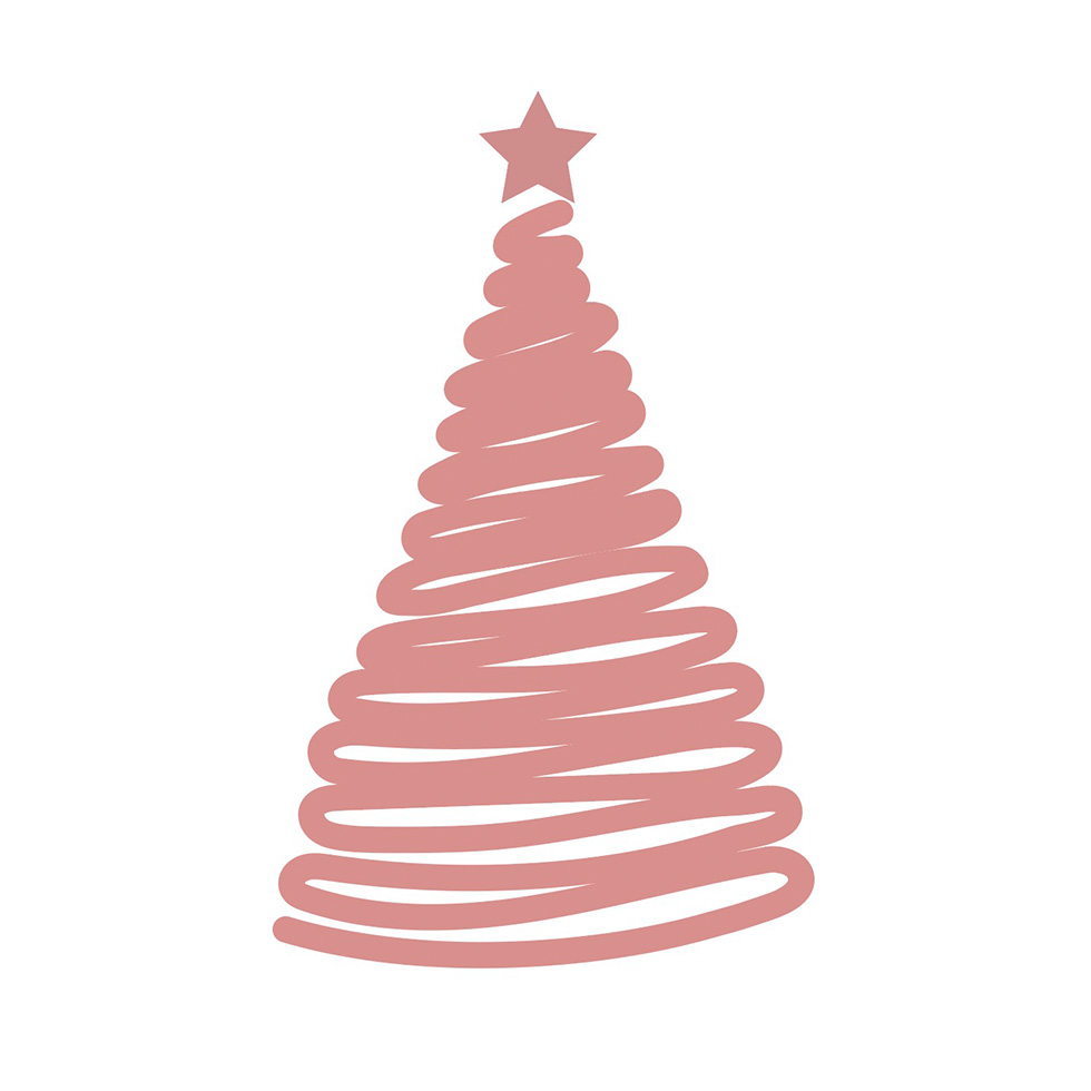 rose-farbener weihnachtsbaum-grafik