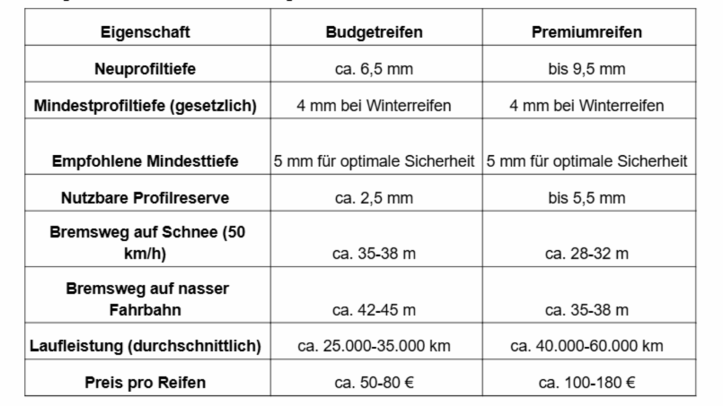 Durchschnittswerte basierend auf ÖAMTC-Winterreifentests