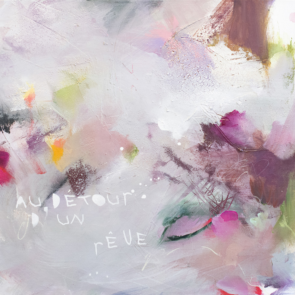 Farbintensives abstraktes Kunstwerk mit Pastell- und Neonakzenten