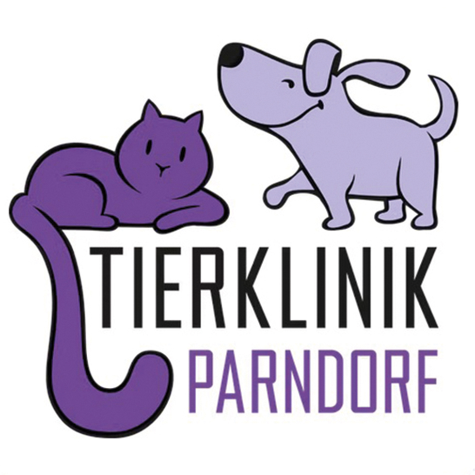 Logo der Tierklinik Parndorf mit stilisierter Katze und Hund.
